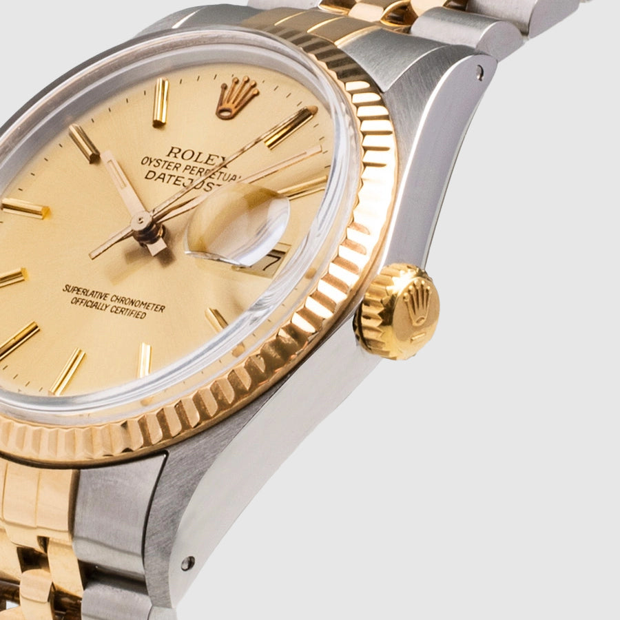 Reloj Rolex DateJust de 36 mm con esfera negra bicolor y diamantes