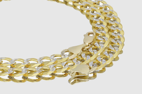 アクセサリー 10K Yellow Gold Diamond Cuban Necklace 10K Gold Diamond Chain, Prong Cuban Link 7mm 5.87 ctw (double-row