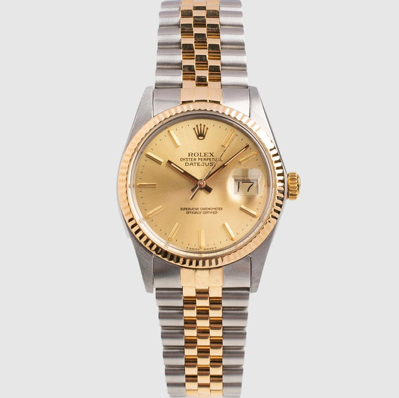 Reloj Rolex DateJust de 36 mm con esfera negra bicolor y diamantes