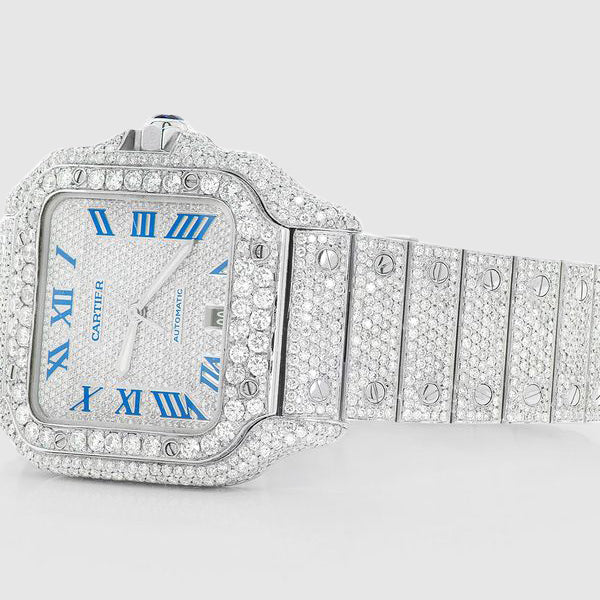 Iced Out Cartier Santos 40mm Diamond Watch 23.1ct. | Uverly