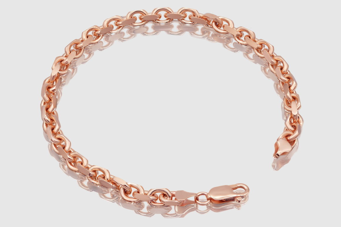 3mm - 5mm 14k Solid Heavy Cable Link Rose Gold Bracelets | Uverly