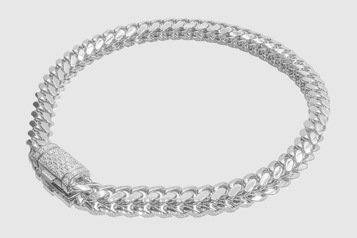 5mm Solid Miami Cuban Diamond Lock Bracelet 10k / 14k / 18k Yellow Gold | Uverly