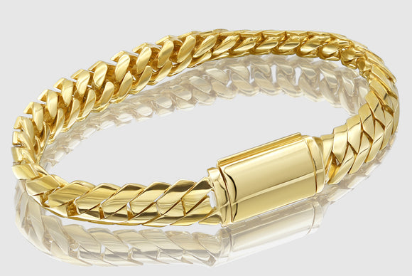 8.5mm - 14mm Solid Razor Edge Miami Cuban Bracelet - 14k Yellow Gold