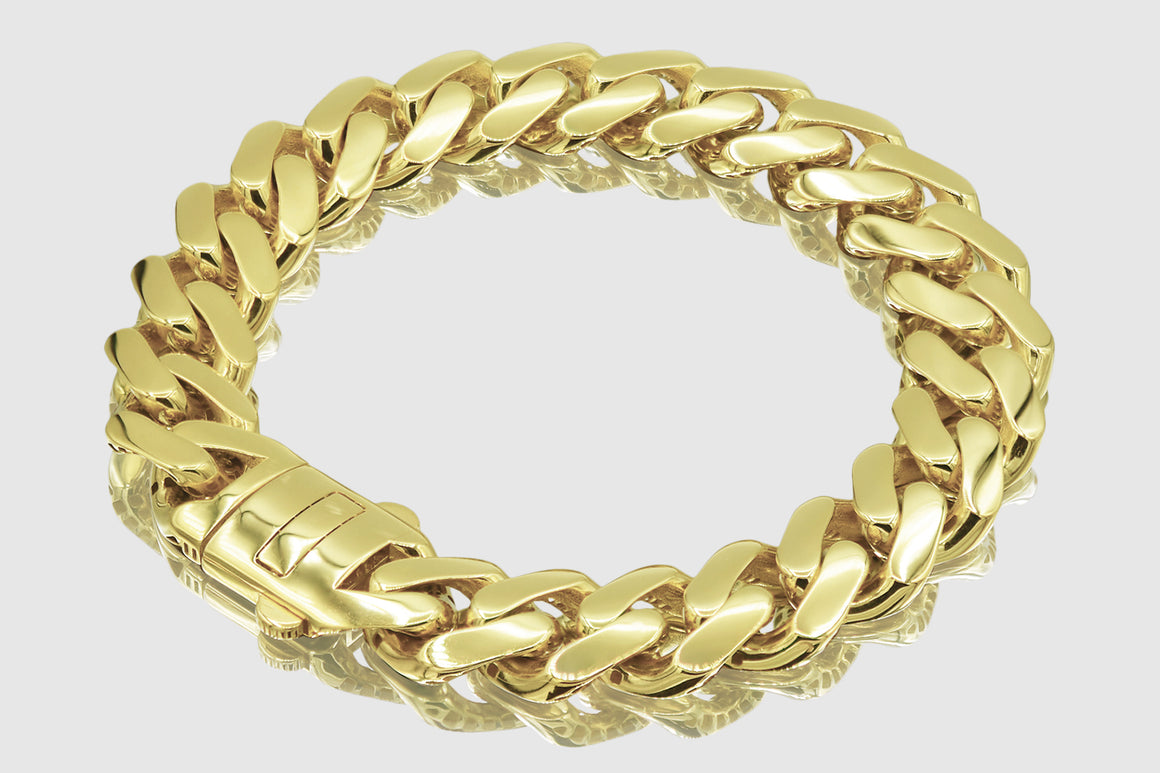 13mm 14k Yellow Gold Monaco Bracelet | Uverly