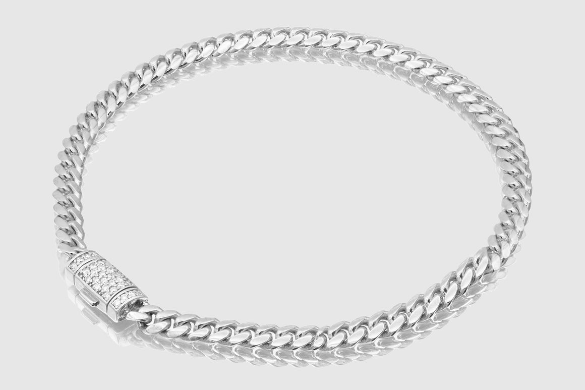 4mm Solid Miami Cuban Diamond Lock Bracelet 10k / 14k Yellow Gold | Uverly