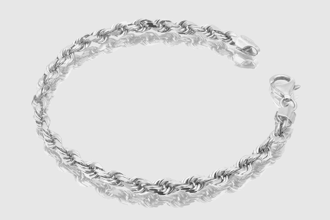 2mm - 12mm Rope Bracelet - 10k Solid White Gold | Uverly