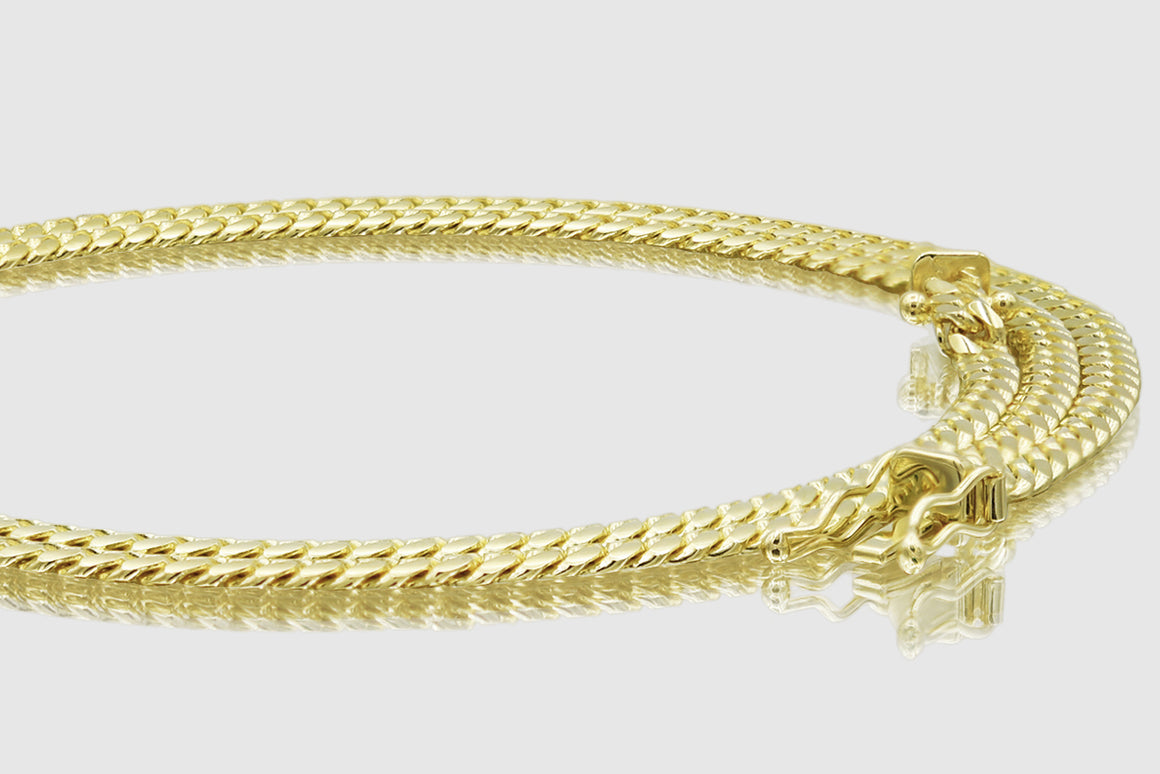 3mm Solid Miami Cuban 10k / 14k Yellow Gold Necklace | Uverly