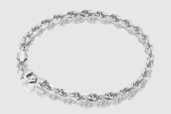 2mm - 12mm Rope Bracelet - 10k Solid White Gold | Uverly