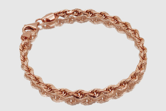 2mm - 12mm Rope Bracelet - 10k Solid Rose Gold | Uverly