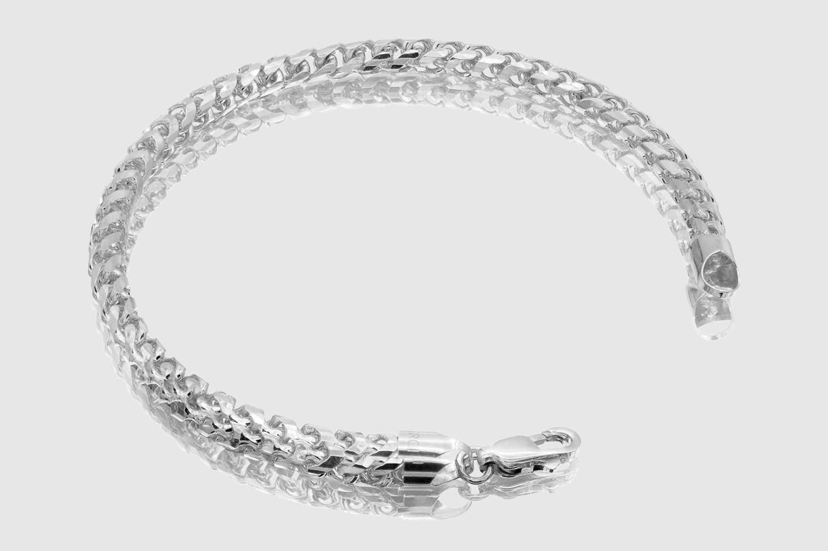 1.5mm - 6.5mm 14k Round Franco Solid White Gold Bracelet | Uverly