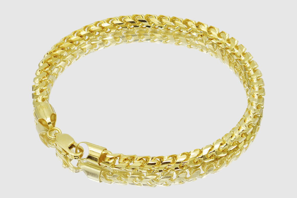 1.5mm - 6.5mm 14k Round Franco Solid Yellow Gold Bracelet | Uverly