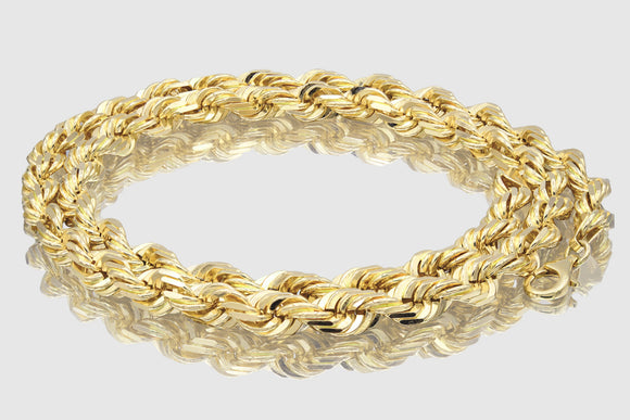 6mm - 22mm Rope Chain - 10k Solid Yellow Gold | Uverly