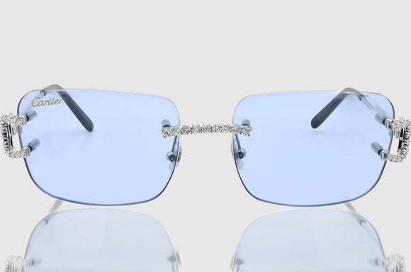 Gafas Cartier de acero inoxidable con decoración C y diamantes de 3,2 quilates
