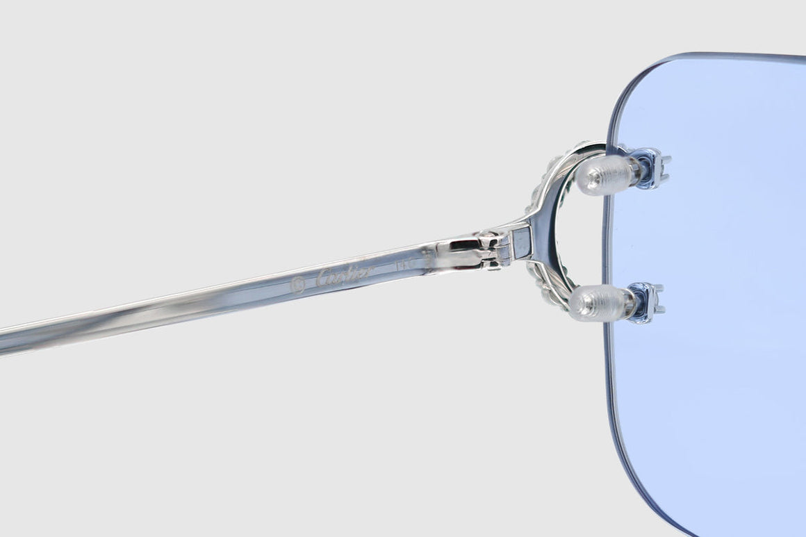 Gafas Cartier de acero inoxidable con decoración C y diamantes de 3,2 quilates