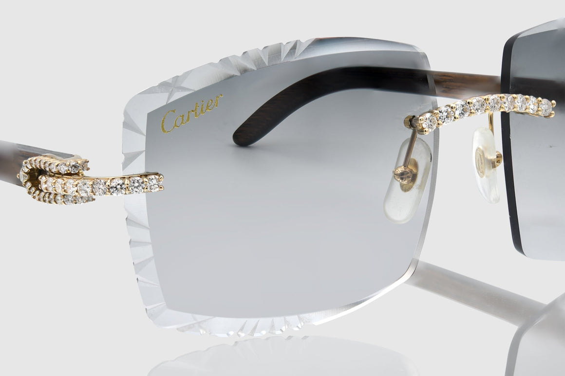 Cartier Buffalo Horn C Decor Diamond Glasses 4.2ct