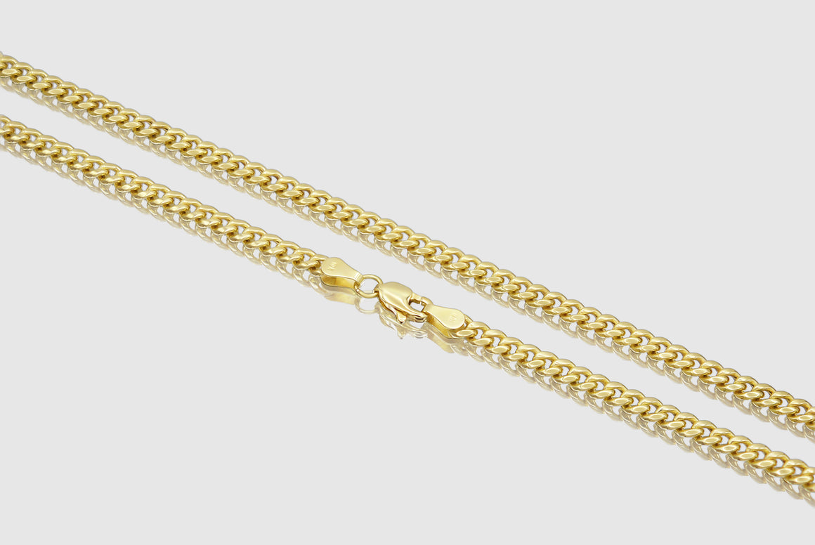 3.75mm Hollow Miami Cuban Yellow Gold Necklace | Uverly
