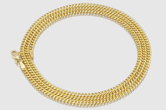 3mm Hollow Miami Cuban Yellow Gold Necklace | Uverly