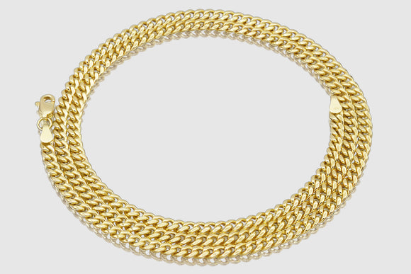 3.75mm Hollow Miami Cuban Yellow Gold Necklace | Uverly