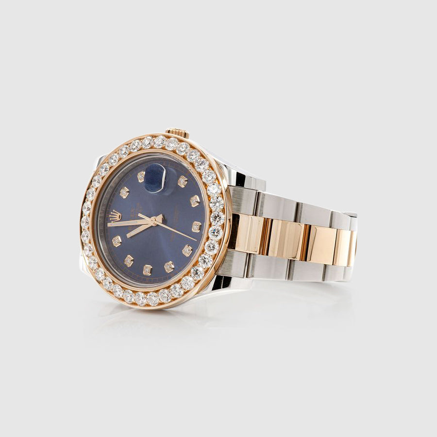 Diamond Rolex DateJust 41mm Two-Tone Dark-Blue Dial Watch
