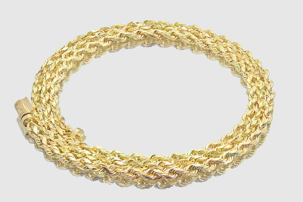 4mm Solid Gold Rope Lock Bracelet