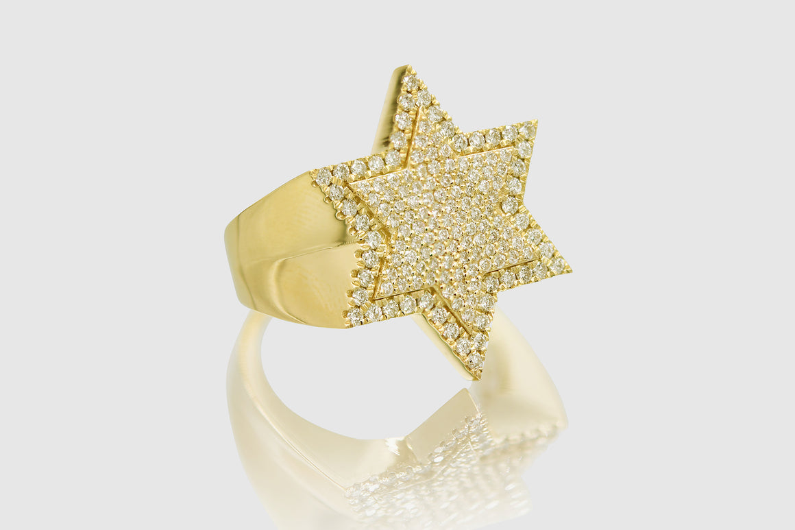 Super Star of David Gold Diamond Ring