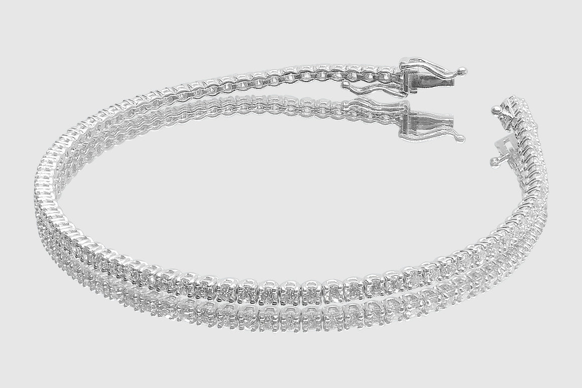 Pulsera de tenis de diamantes de 2 mm y 3 puntas