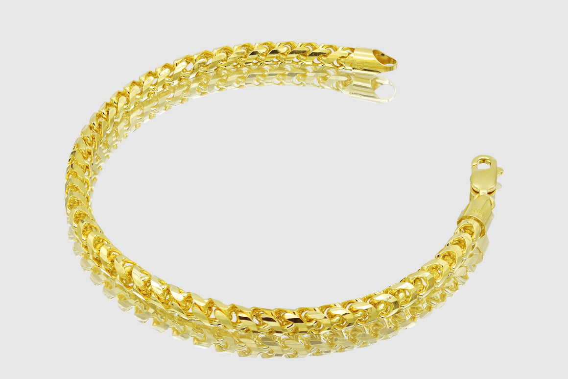 4mm - 5mm 14k Round Franco Solid Yellow Gold Bracelet