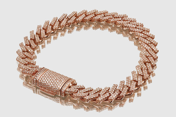 9mm Diamond Solid Gold Miami Cuban Pave Bracelet | Uverly 14K / White / 7.5