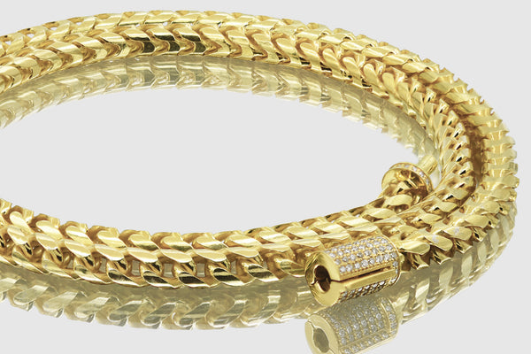 Uverly 10K Solid Miami Cuban Gold Diamond Lock Necklace
