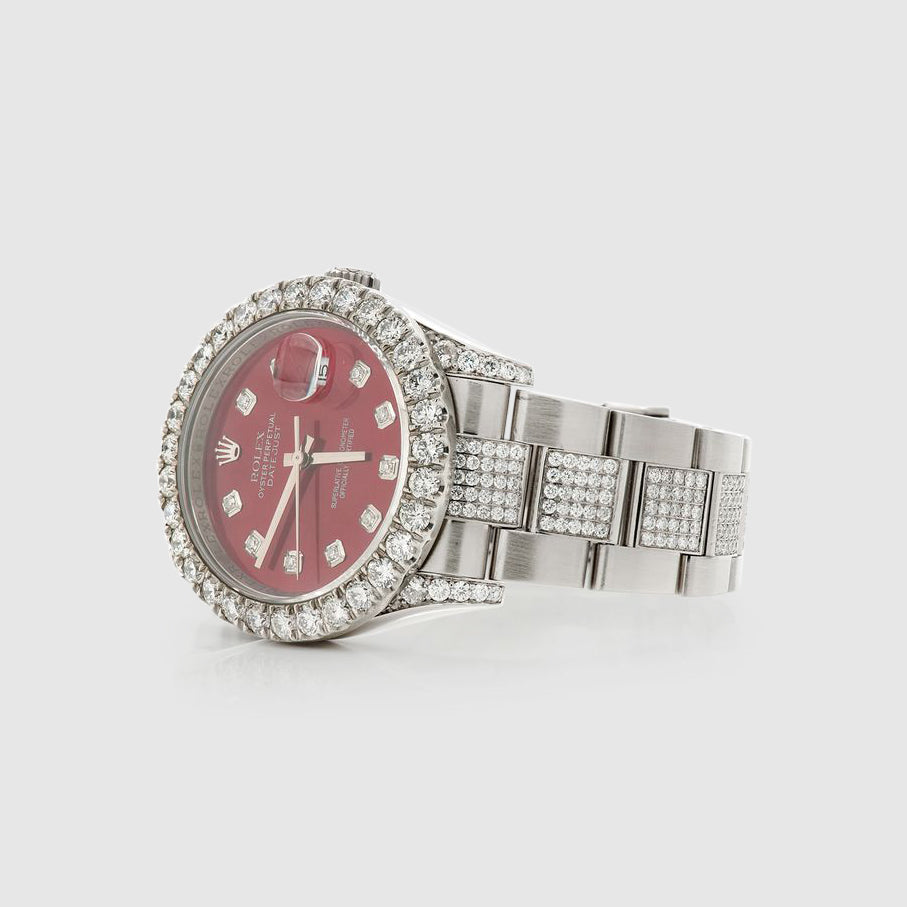 Rolex DateJust 36mm Diamond Stainless Steel Red Dial