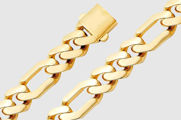Hollow Figaro Monaco Style Necklace - 14k Yellow Gold | Uverly