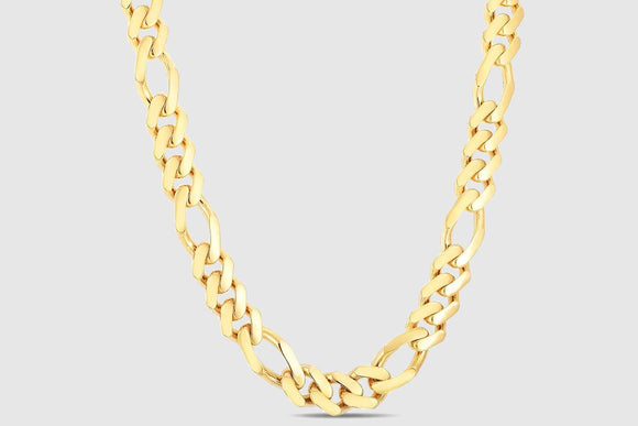 Hollow Figaro Monaco Style Necklace - 14k Yellow Gold | Uverly