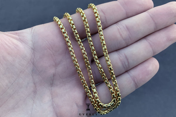 1.5mm - 3.5mm Solid Round Box Chain Necklace - 14k Yellow Gold | Uverly