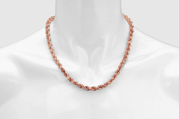 1.5mm - 5mm Rope Chain - 14k Solid Rose Gold | Uverly