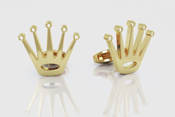 Yellow Gold Rolex Crown Cufflinks | Uverly