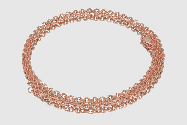 Collar de cable de 1 mm a 1,5 mm - Oro rosa de 14 k