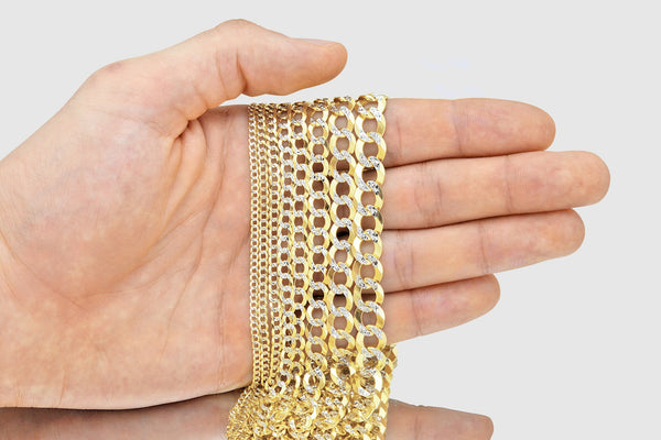 2.5mm - 16mm Solid Cuban Curb Diamond Cut Necklace - 10k Yellow Gold