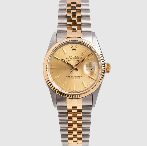 Rolex DateJust 36mm Two-Tone 16013 Champagne Dial Watch
