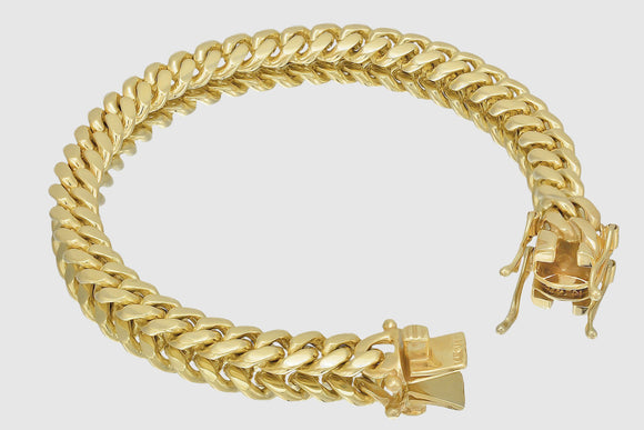 9mm Solid Miami Cuban Bracelet 10k / 14k / 18k / 22k Yellow Gold | Uverly