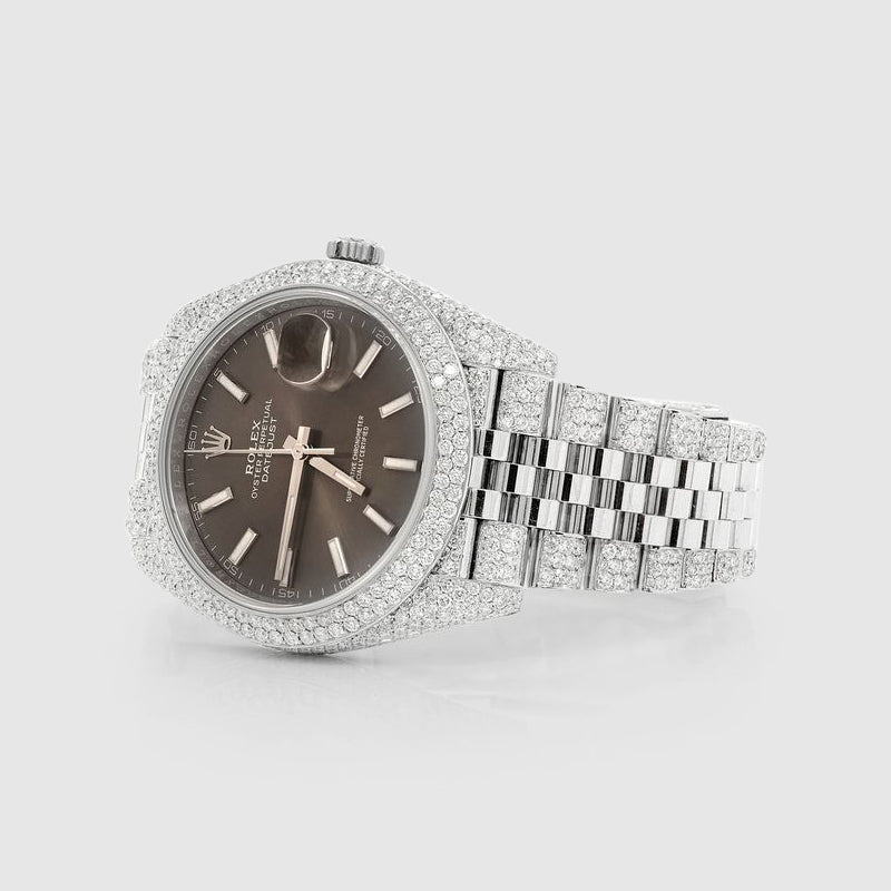 Rolex DateJust 41mm Diamond Stainless Steel Brown Dial Watch