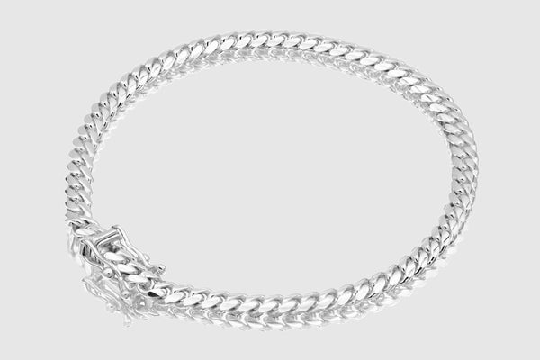 4mm Solid Miami Cuban Bracelet 10k / 14k White Gold | Uverly