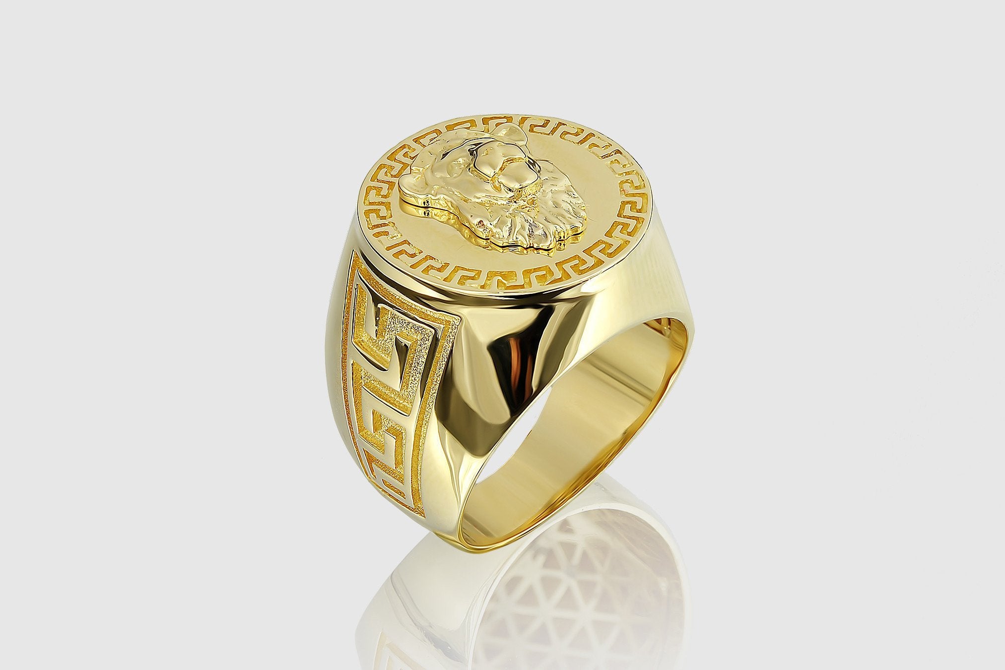 Gold Medusa Greca Ring by Versace on Sale