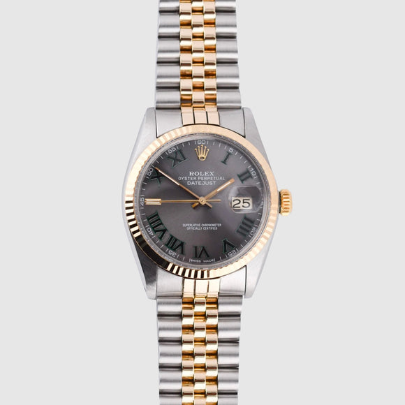 Rolex DateJust 36mm Two-Tone Wimbledon Dial Watch | Uverly