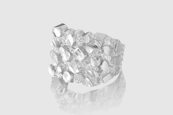 White Gold Nugget Ring - Medium | Uverly