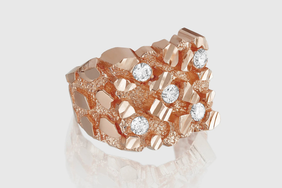 Yellow Gold Nugget Diamond Ring - Large | Uverly