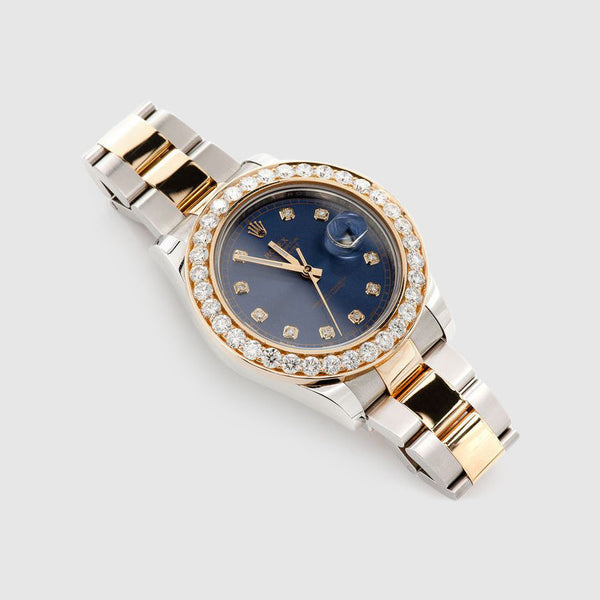 Diamond Rolex DateJust 41mm Two-Tone Dark-Blue Dial Watch