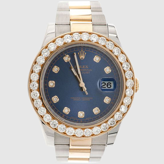Diamond Rolex DateJust 41mm Two-Tone Dark-Blue Dial Watch