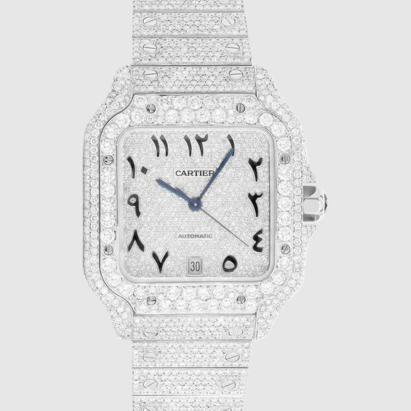Iced Out Cartier Santos 40mm Diamond Watch 23.5ct. | Uverly