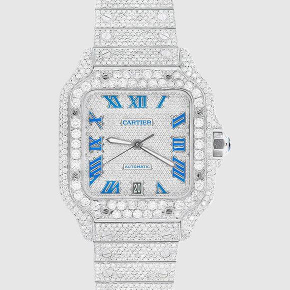 Iced Out Cartier Santos 40mm Diamond Watch 23.1ct. | Uverly