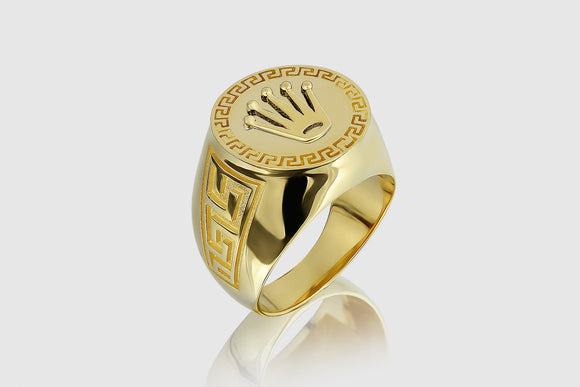 14k/18k Solid Yellow Gold Versace Rolex Style Ring | Uverly